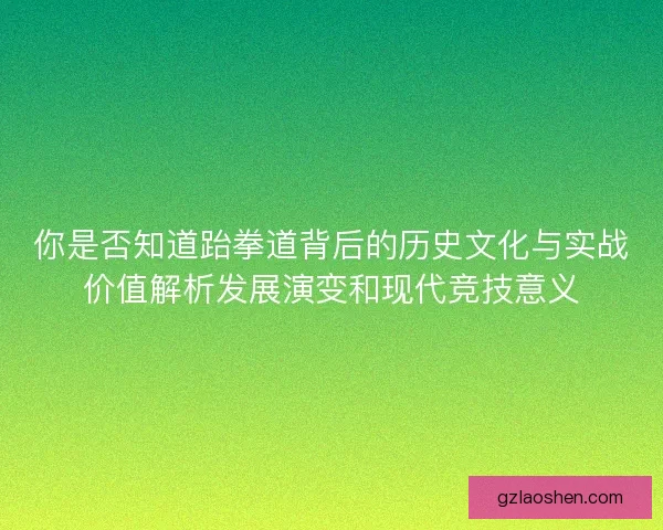 你是否知道跆拳道背后的历史文化与实战价值解析发展演变和现代竞技意义